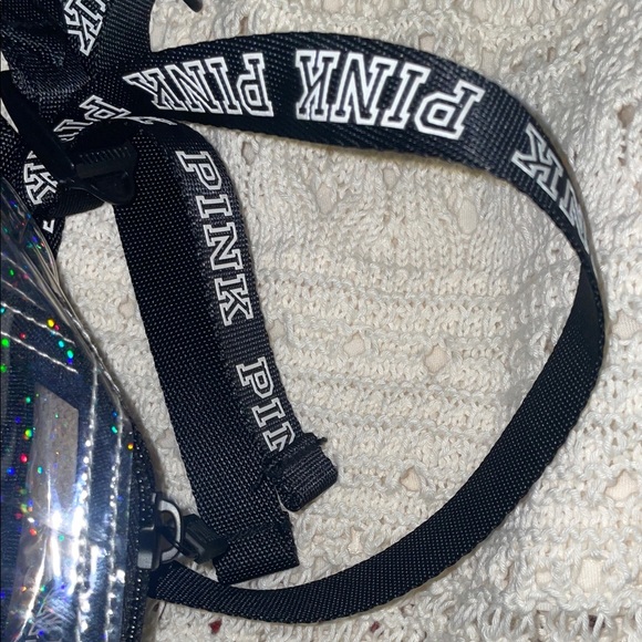 PINK Victoria's Secret Holographic Clear Backpack with Black Details - Picture 2 of 3